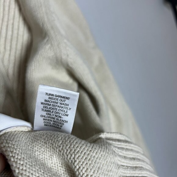 Roundtree & Yorke cable Knit Cardigan leather Button Sweater Cream Mens XL brown - Picture 5 of 11